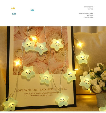 Blaue LED Lichterkette Sterne für Kinderzimmer