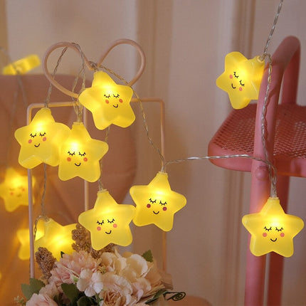 Gelbe LED Sternenlichterkette als Dekoration