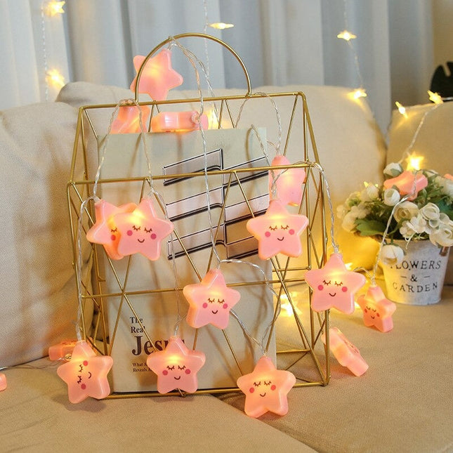 Rosa Sterne Lichterkette für Mädchenzimmer