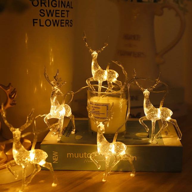 LED Lichterkette mit Rentier Figuren