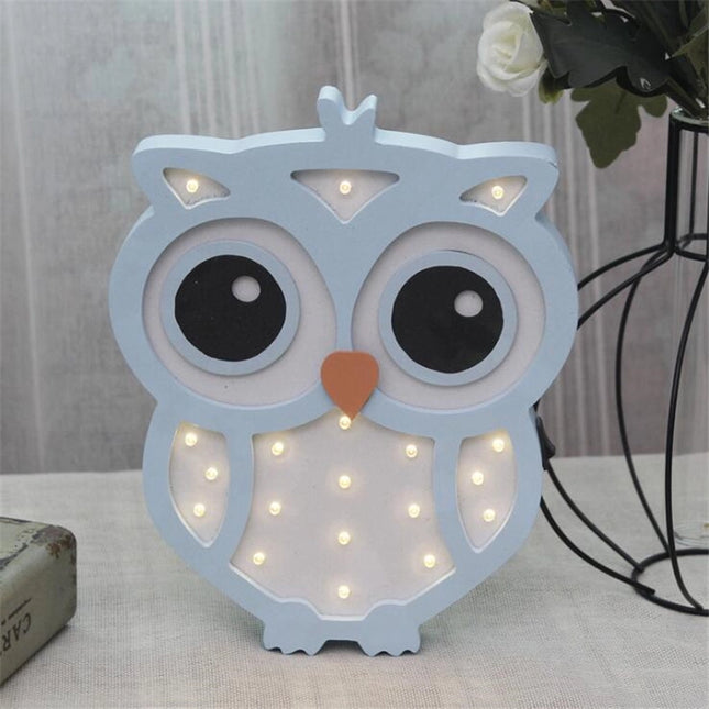 Hölzerne Eule LED Wandlampe Kinderzimmer Deko
