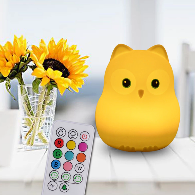 Süße Eule Silikon Nachtlicht mit Fernbedienung