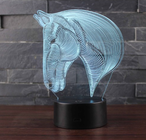 3D LED Pferdekopf Illusion Lampe