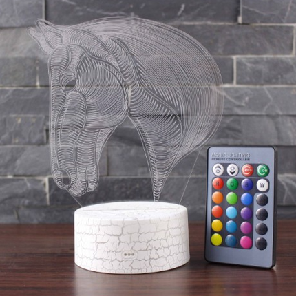3D LED Pferdekopf Illusion Lampe