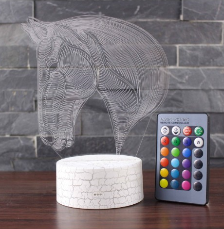 3D LED Pferdekopf Illusion Lampe