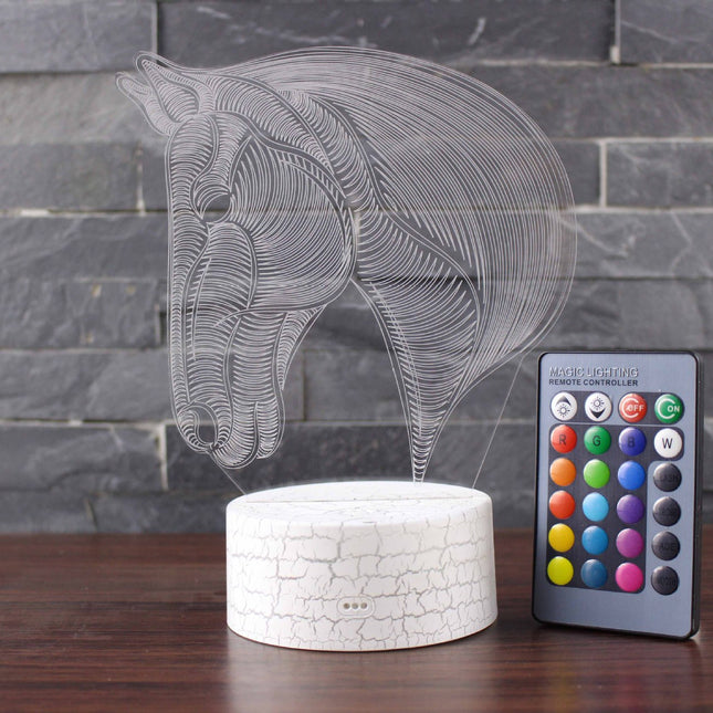 3D LED Pferdekopf Illusion Lampe