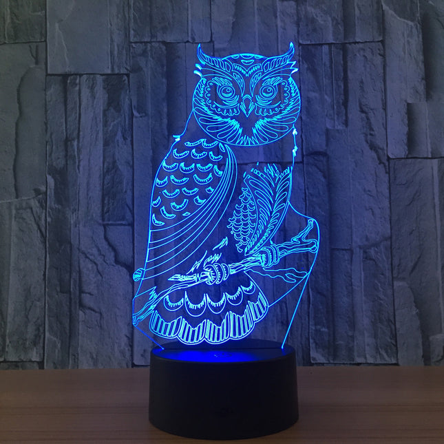 LED 3D Illusion Eule Tischlampe Nachtlicht