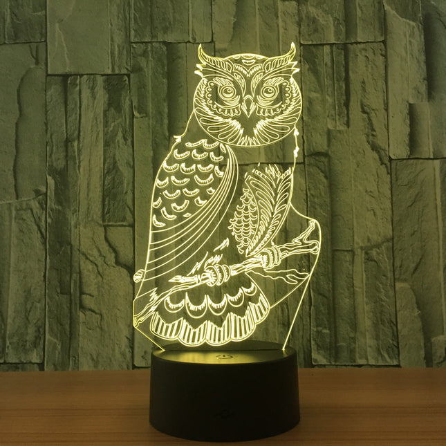 LED 3D Illusion Eule Tischlampe Nachtlicht