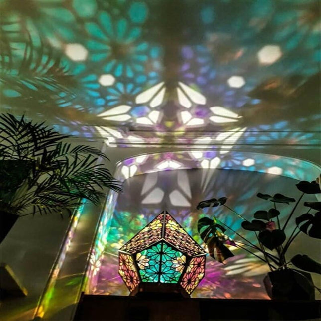 Boho Deko LED Projektionslampe aus Holz