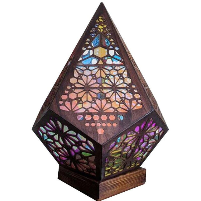 Boho Deko LED Projektionslampe aus Holz