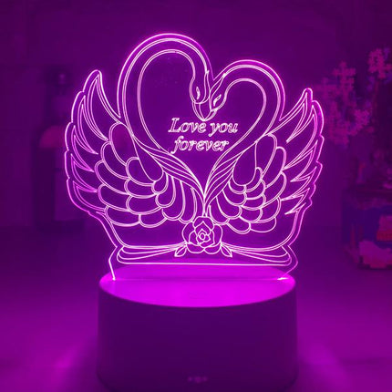 3D LED Lampe Schwan Herz mit Touch