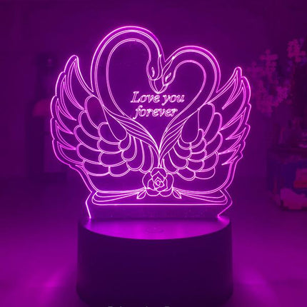 3D LED Lampe Schwan Herz mit Touch