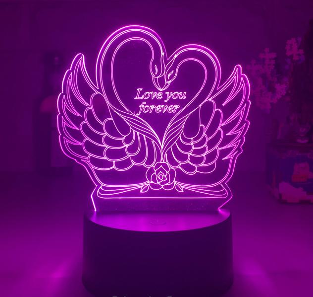 3D LED Lampe Schwan Herz mit Touch