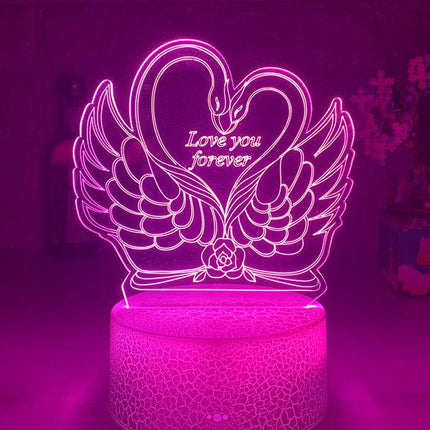 3D LED Lampe Schwan Herz mit Touch