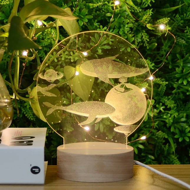 Märchenhaftes Wal Acryl LED Nachtlicht