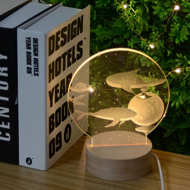 Märchenhaftes Wal Acryl LED Nachtlicht