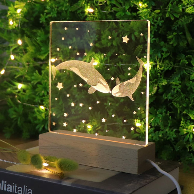 3D Acryl Nachtlicht mit Wal-Paar