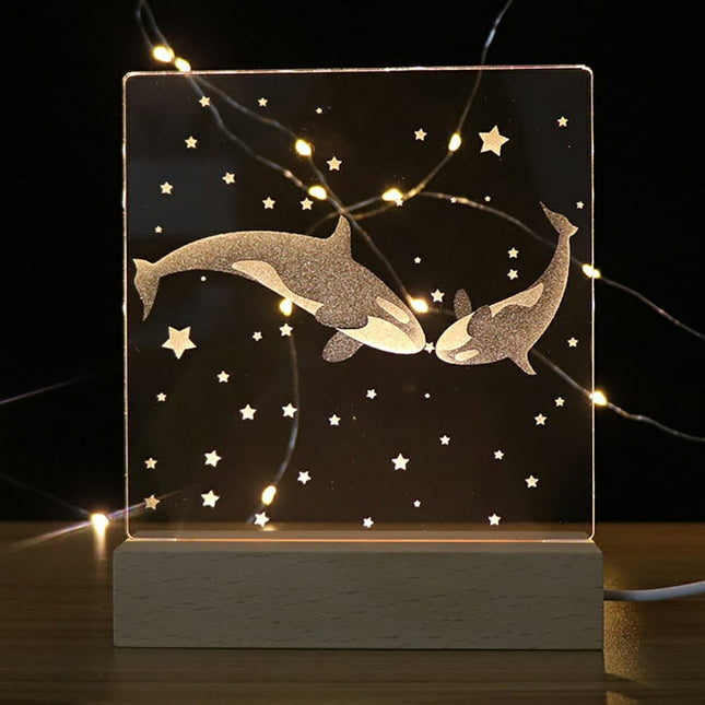 3D Acryl Nachtlicht mit Wal-Paar