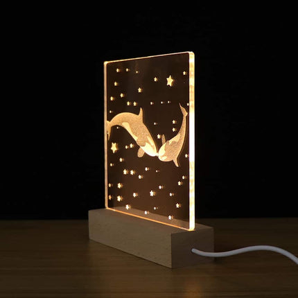 3D Acryl Nachtlicht mit Wal-Paar