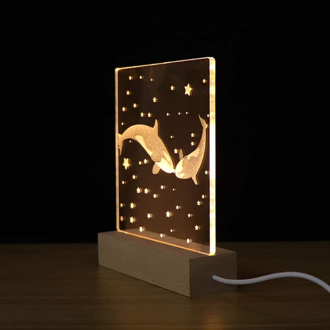 3D Acryl Nachtlicht mit Wal-Paar
