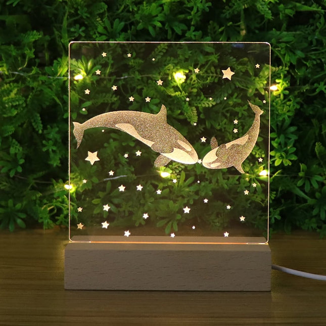 3D Acryl Nachtlicht mit Wal-Paar
