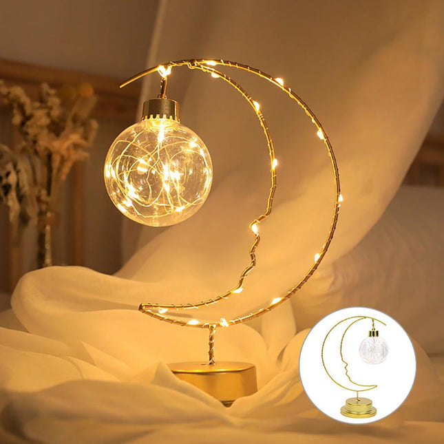 Goldene Mond Lampe LED Tischdeko
