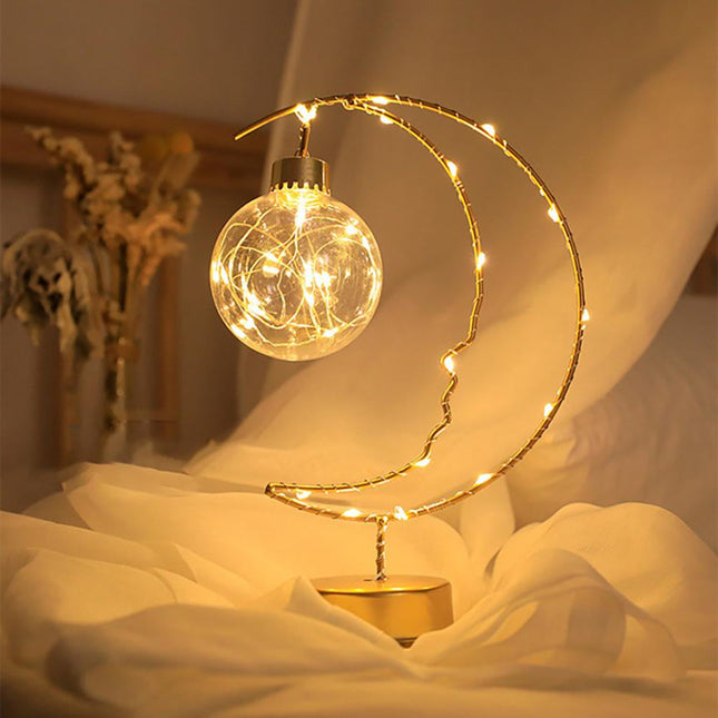 Goldene Mond Lampe LED Tischdeko