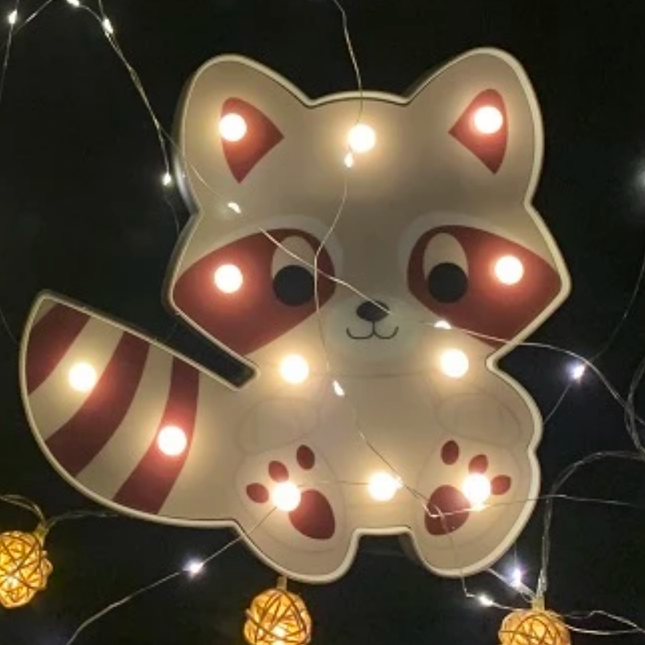 Süßer Waschbär Wandlampe für Kinderzimmer