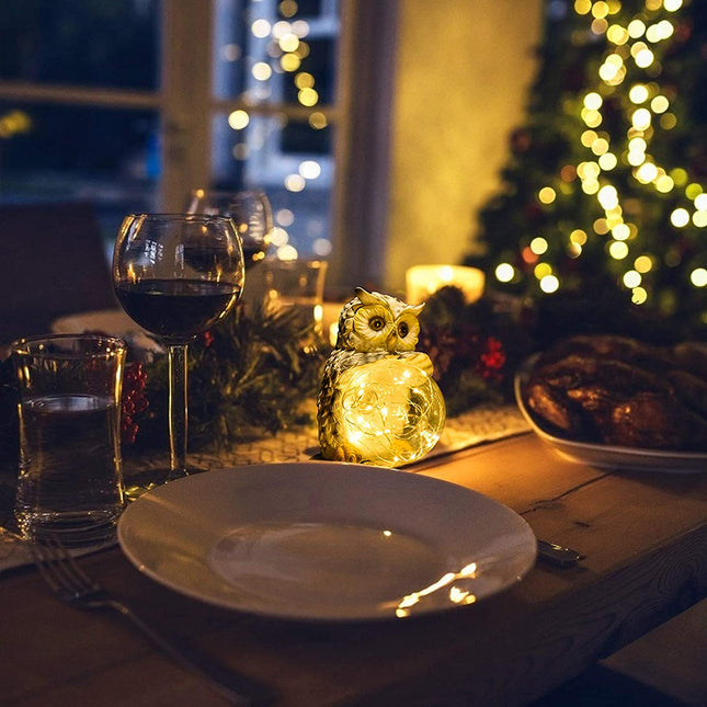 Solar Eule Gartenleuchte mit LED Kugel